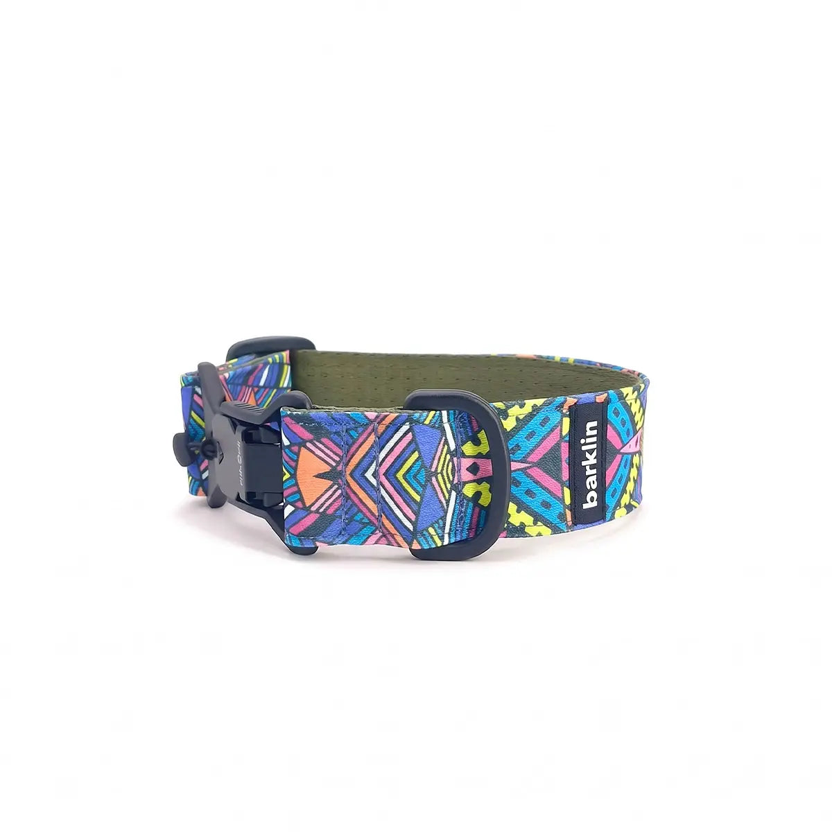 Breites Nylon-Hundehalsband 40 mm – Electric Tribe| barklin