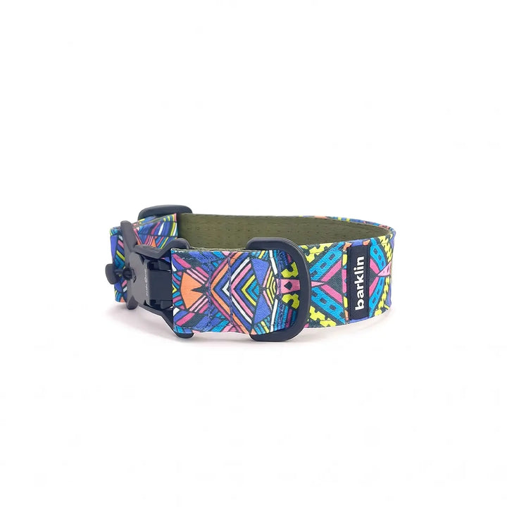 Breites Nylon-Hundehalsband 40 mm – Electric Tribe| barklin