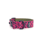Breites Hundehalsband 4 cm Pop Leopard Muster zeigt vollständige Bogenstruktur und Breitenprofil